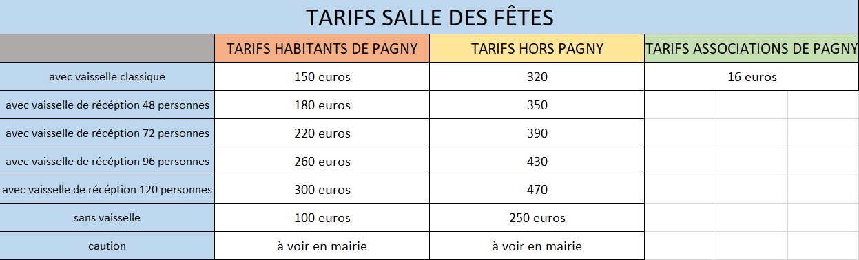 PLANNING SALLE DES FETES